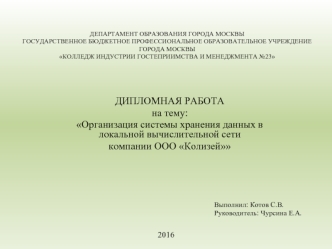 Система хранения данных в локальной вычислительной сети компании ООО Колизей