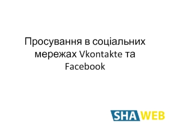 Просування в соціальних мережах Vkontakte та Facebook
