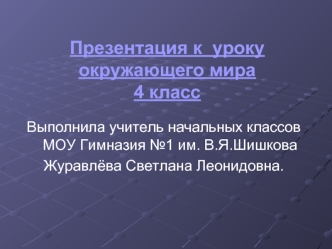 Презентация к  уроку окружающего мира4 класс