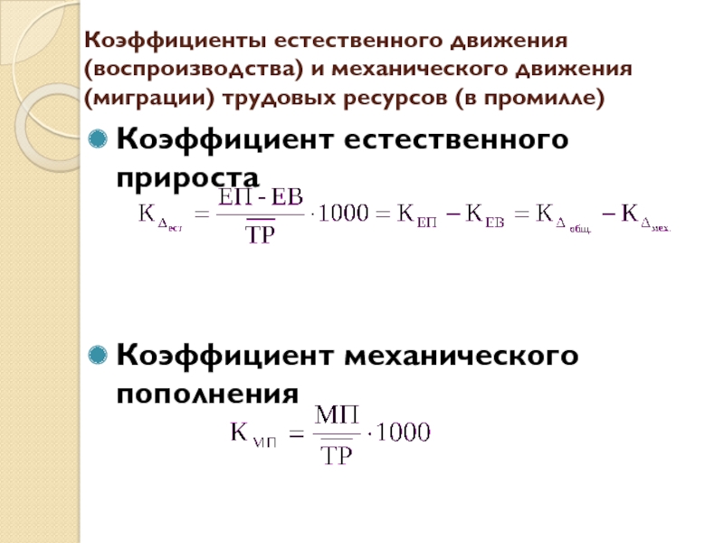 Коэффициент естественного прироста трудовых ресурсов