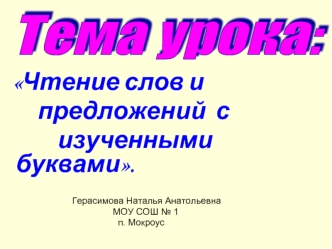 Тема урока: