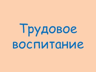 Трудовое воспитание