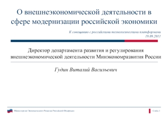 О внешнеэкономической деятельности в сфере модернизации российской экономики