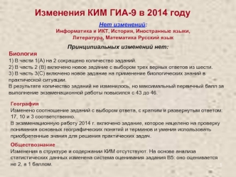 Изменения КИМ ГИА-9 в 2014 году