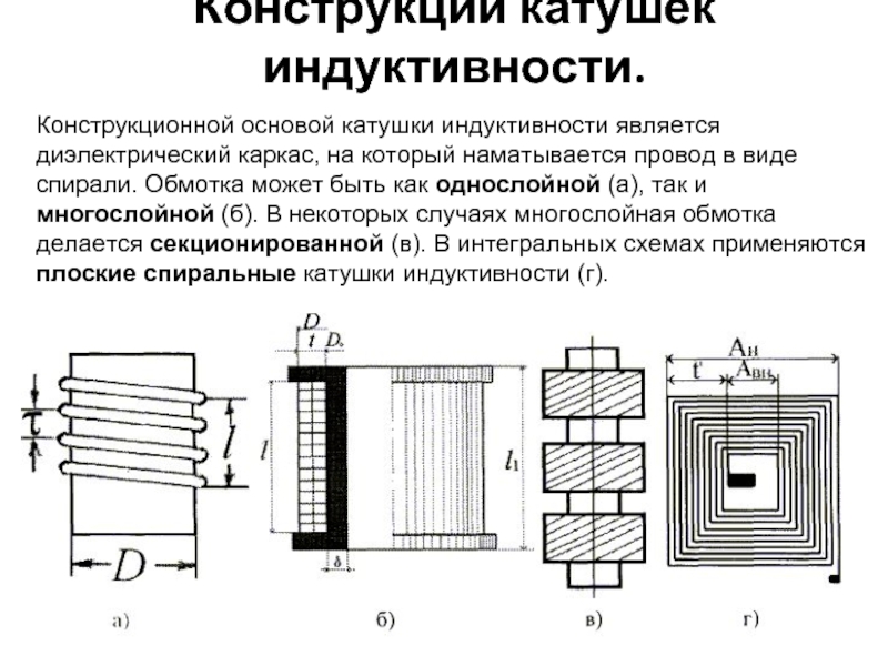 Катушка индуктивности с сердечником на схеме