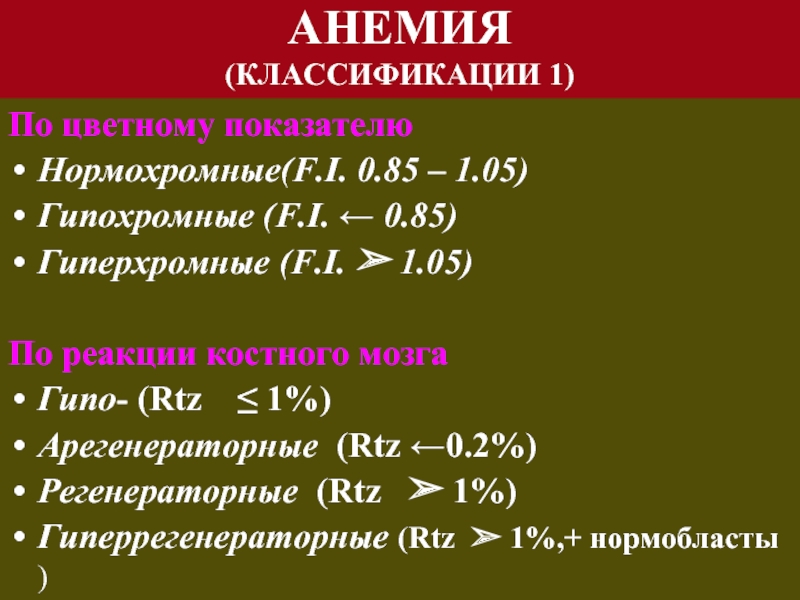Показатели анемии в анализе