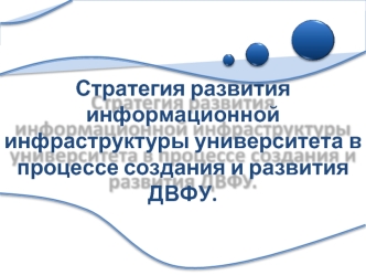 Стратегия развития информационной инфраструктуры университета в процессе создания и развития ДВФУ.