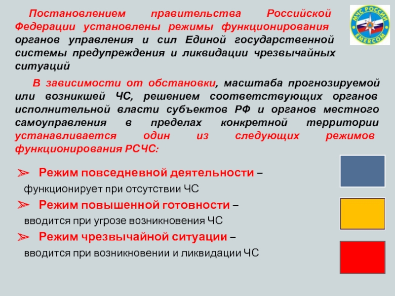 Режим повседневной деятельности. Режим ЧС вводится. При отсутствии угрозы возникновения ЧС вводится режим. Режим ЧС В пределах конкретной территории вводится при угрозе. Какая степень готовности вводится при угрозе возникновения ЧС ответ.