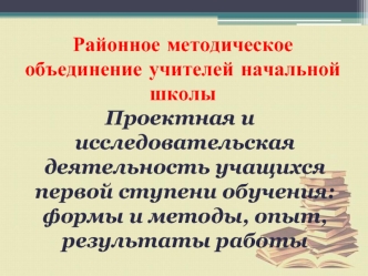 Районное методическое объединение учителей начальной школы