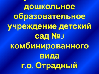 Муниципальное дошкольное образовательное учреждение детский сад №3 комбинированного вида г.о. Отрадный