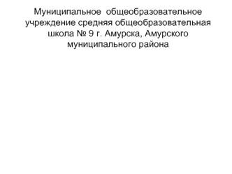 Муниципальное  общеобразовательное учреждение средняя общеобразовательная школа № 9 г. Амурска, Амурского муниципального района