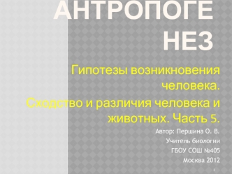 Антропогенез. Гипотезы возникновения человека. Сходство и различия человека и животных. (Часть 5)