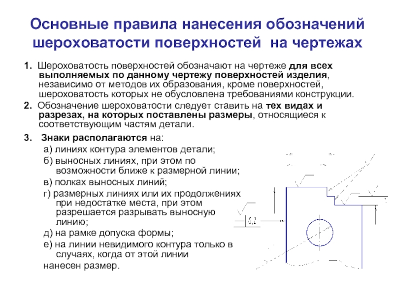 Правила нанесения размеров знаков шероховатости поверхностей обозначений и надписей на чертежах