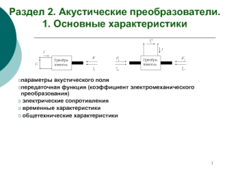 Раздел 2. Акустические преобразователи. Основные характеристики