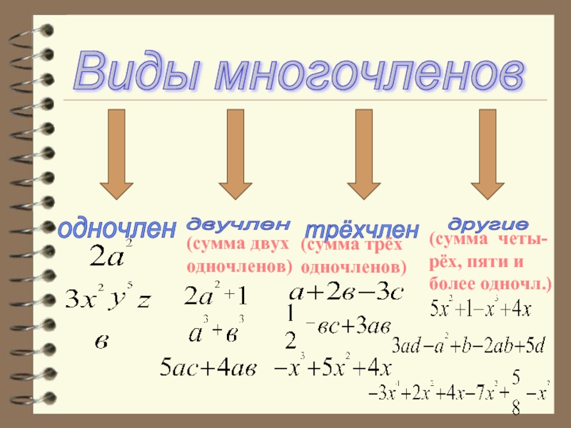 Одночлены и многочлены 7 класс презентация