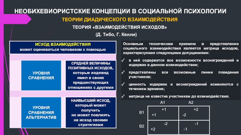 Теория взаимодействия. Теория взаимодействия исходов. Матрица исходов взаимодействия. Теория диадического взаимодействия Тибо и Келли. Теории взаимодействия в психологии.