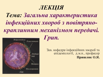 Лекція. Тема: Загальна характеристика інфекційних хвороб з повітряно-краплинним механізмом передачі. Грип