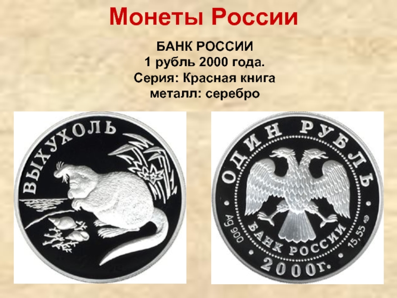 Живем на 1 рубль. Монета с выхухолью. Монетка выхухоль. 1 Рубль 2000 выхухоль. Монета красная книга выхухоль.