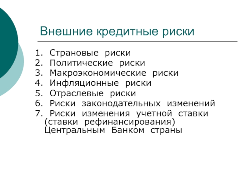 Внешние кредиты. Макрориски финансового рынка. Макроуровень – страновой риск. Внешние страновые факторы.