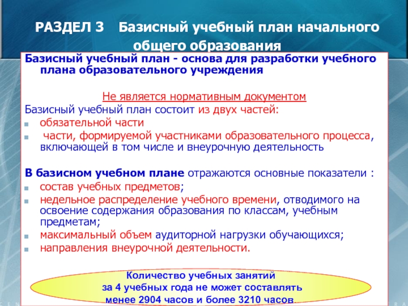 Базисный учебный план для образовательных учреждений российской федерации