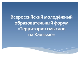 Всероссийский молодёжный образовательный форум Территория смыслов на Клязьме