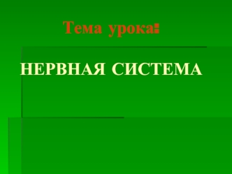 Тема урока: нервная система