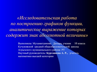 Алгоритм построения графиков функции, аналитическое выражение которых содержит знак абсолютной величины