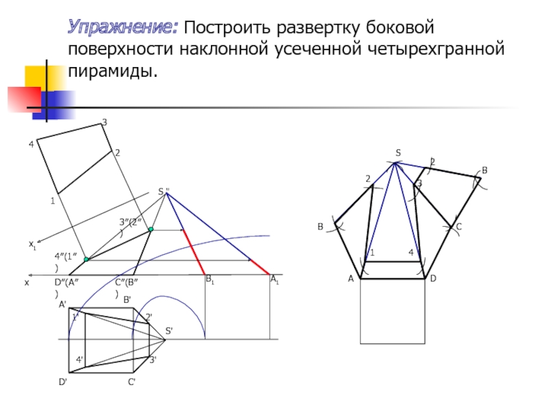 Построй развернутую. Построить развертку боковой поверхности. Как построить развертку усеченной Призмы. Построение развертки усеченного наклонной пирамиды.