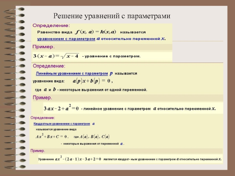 Параметры математика. Решение уравнений с параметром. Уравнение с параметром определение. Выражение переменной с параметром.