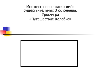 Множественное число имён существительных 3 склонения.
Урок-игра
Путешествие Колобка