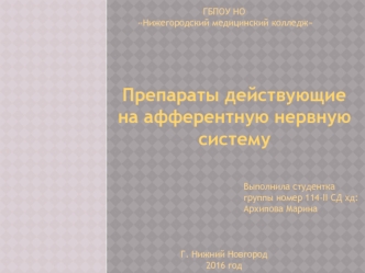 Препараты действующие на афферентную нервную систему