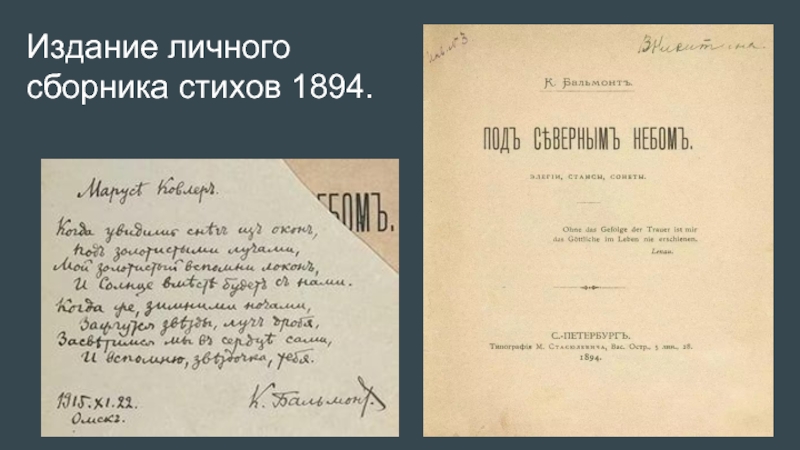 Издание личного сборника стихов 1894.