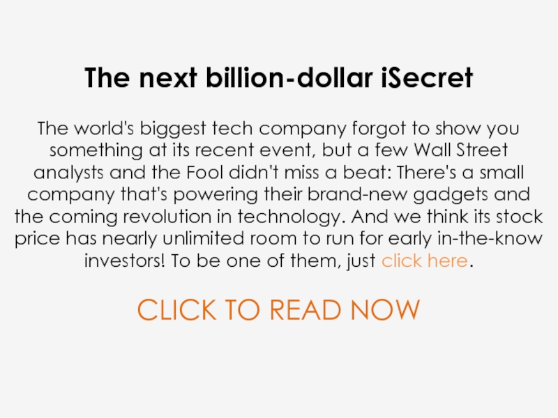 The next billion-dollar iSecret   The world's biggest tech