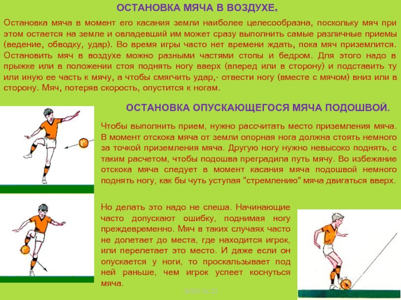 В момент касания с мячом. Техника остановки мяча в футболе. Техника удара по мячу. Техника остановки мяча подошвой. Остановка мяча стопой в футболе.