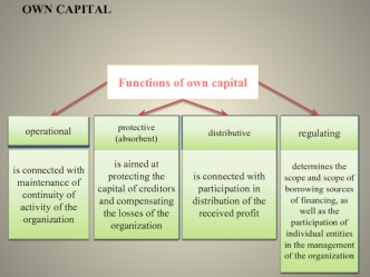 Functions of own capital