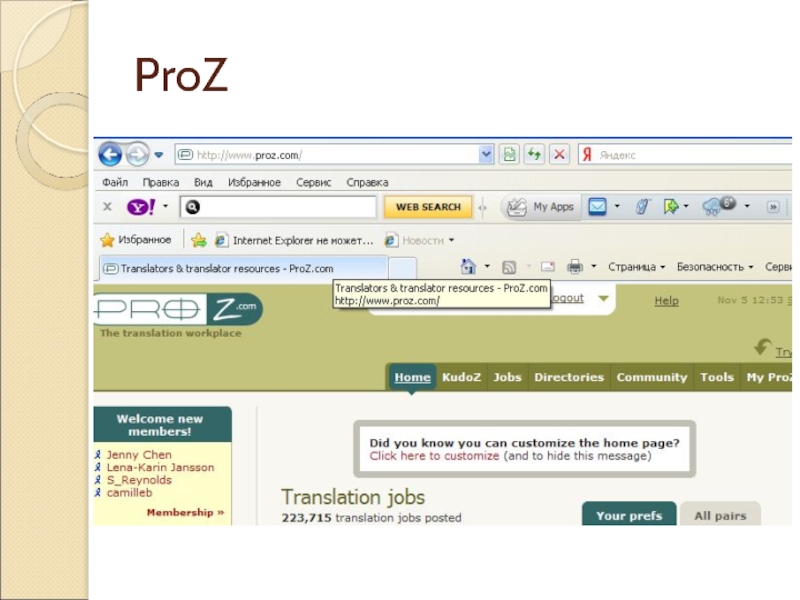 Y translate. Переводчик th FN. PROZ.