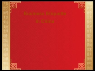 Business Etiquette in China