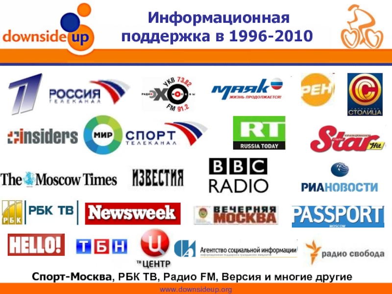 Информационная  поддержка в 1996-2010    Спорт-Москва, РБК ТВ, Радио FM,