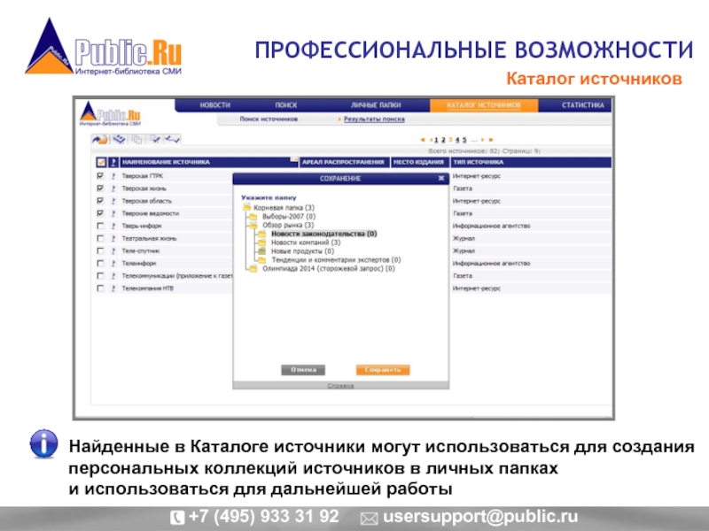 Профессиональный поиск. Каталог источников.