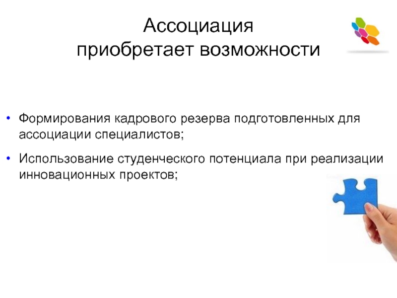 Возможность развития. Потенциал ассоциации. Студенческий потенциал. Возможности формирования это.