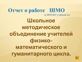 ШМО 
за 2010-2011 учебный год