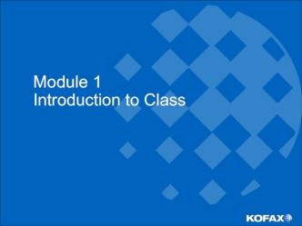 Module 1. Introduction to Class