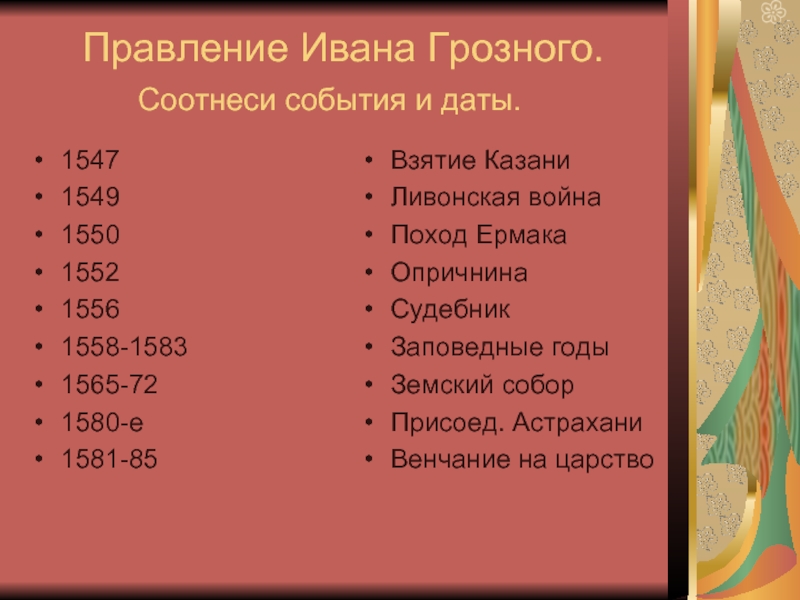 Период правления ивана. Даты правления Ивана 4 Грозного. Иван Грозный основные даты и события. Правление Ивана Грозного 1547. Хронологическая таблица правления Ивана Грозного.