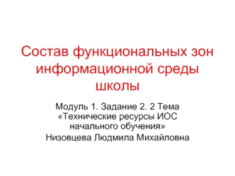 Состав функциональных зон информационной среды школы