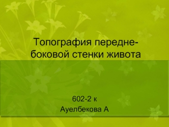 Топография переднебоковой стенки живота