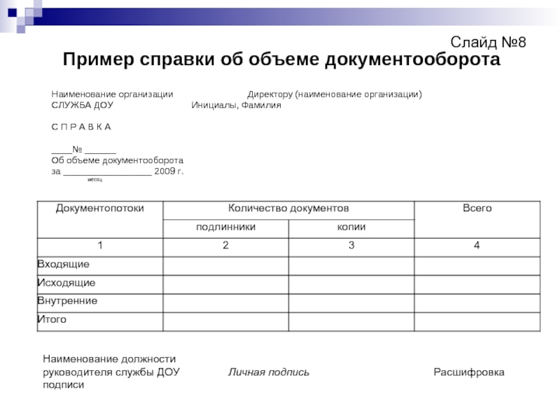 Образец внутренней справки