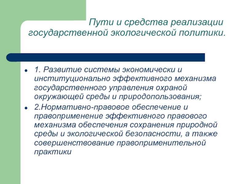 Реферат: Природно-ресурсная и экологическая политика, экономические механизмы ее осуществления в России