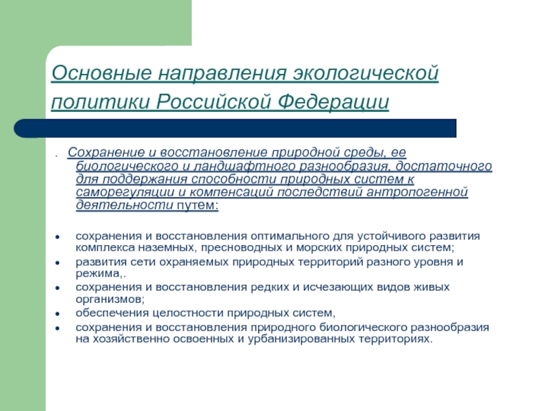 Реферат: Природно-ресурсная и экологическая политика, экономические механизмы ее осуществления в России