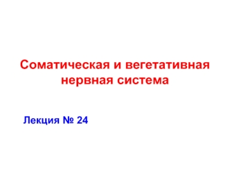 Соматическая и вегетативная нервная система