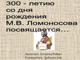 Выполнил: Ситдиков РобертРуководитель: Дыбченко А.В.